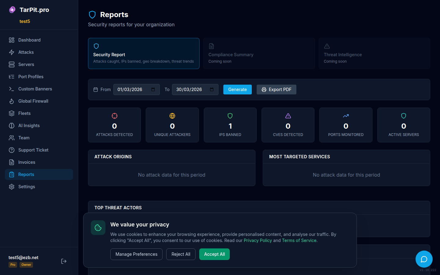 Reports page
